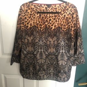 EUC Ann Taylor Leopard and Lace Print Tunic SZ L